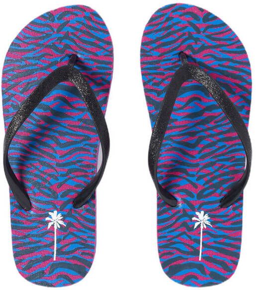 WE Fashion teenslippers met glitters zwart