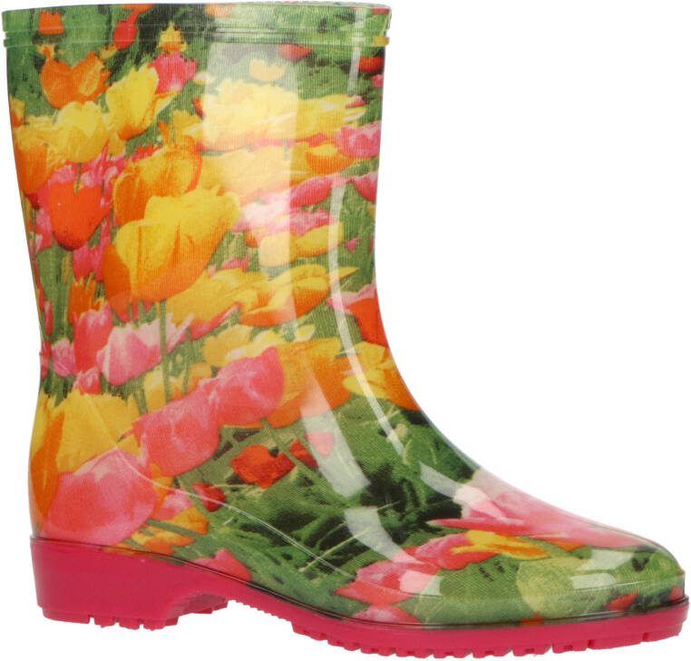 XQ regenlaarzen met bloemenprint roze
