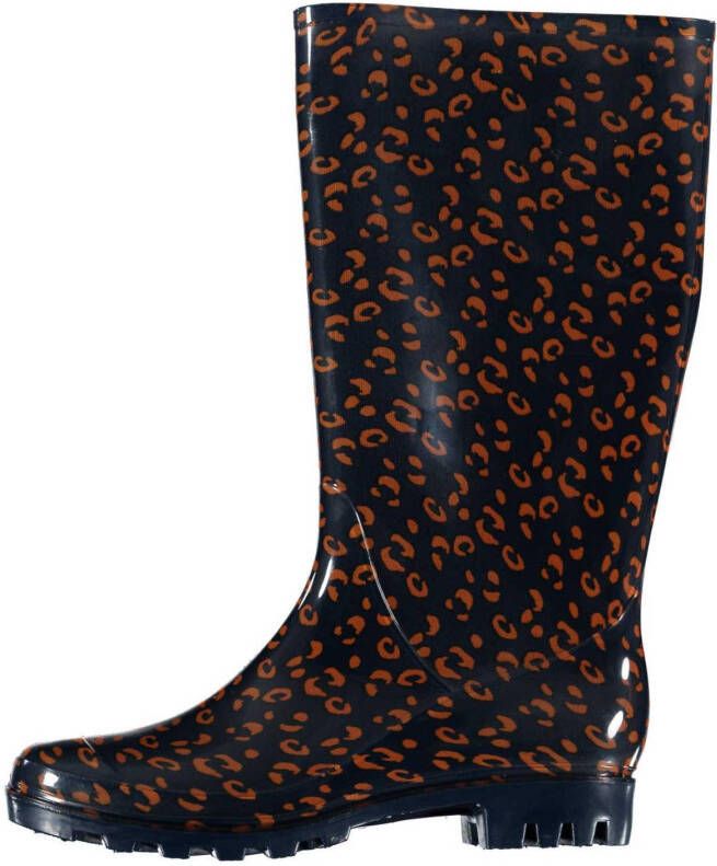 XQ regenlaarzen met panterprint donkerblauw