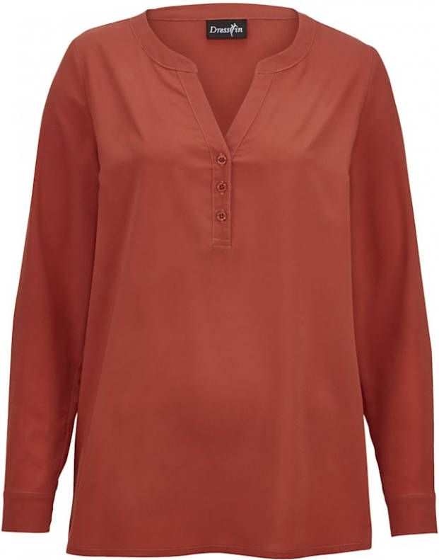 Dress In Blouse van soepele stof Roest