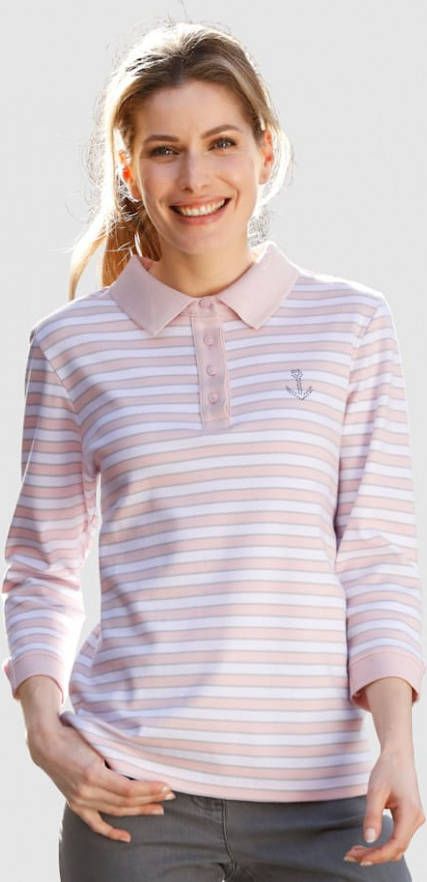 Dress In Poloshirt met strepen Roze