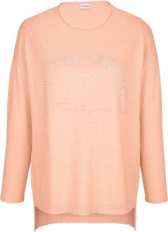 MIAMODA Trui met opschrift Apricot