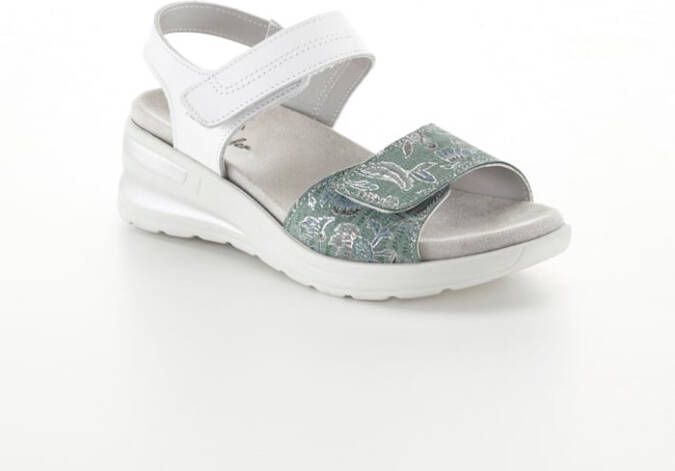 Naturläufer Sandaaltje met modieuze bloemetjesprint Wit/Turquoise