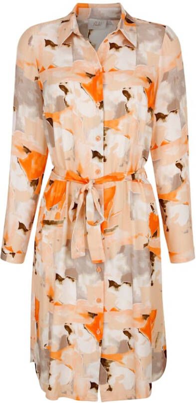 Paola Jurk met grafische print rondom Apricot/Perzik