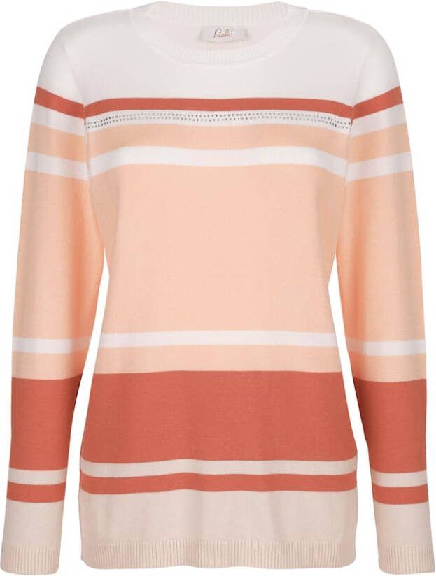 Paola Trui met onregelmatig streepdessin Apricot/Steenrood