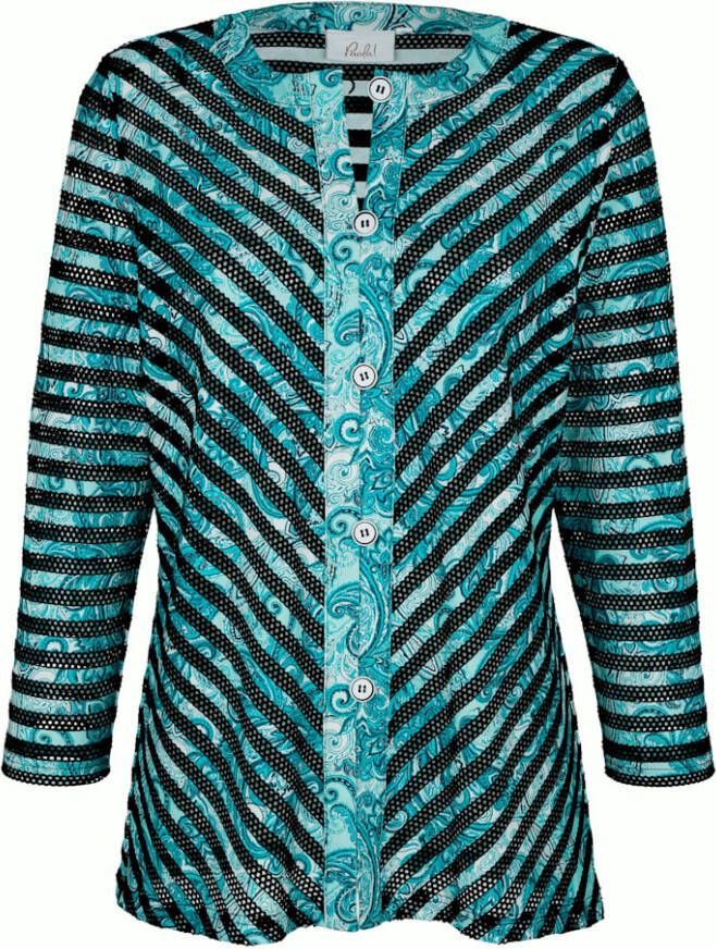 Paola Vestje met transparante netinzetten Turquoise